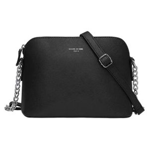 SAC À MAIN David Jones - Petit Sac Bandoulière Femme - Sac à Main Chaîne Porté Epaule - Besace Sacoche Rigide Pochette Soirée Mode - Noir