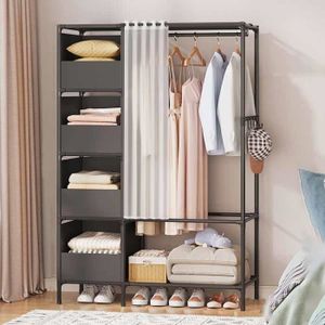 Armoire penderie NOIR - grande capacité - XXL - Tissu - OOBEST - Cdiscount  Maison