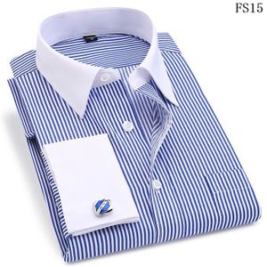 CHEMISE - CHEMISETTE Chemise-chemisette,Chemise à manches longues pour homme,manches longues,boutons décontractés,coupe classique,6XL - FS15 Blue Stripes