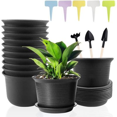 Résine Plant Pots Avec Soucoupes Jardin Fleur Planters Indoor support pots de fleurs 