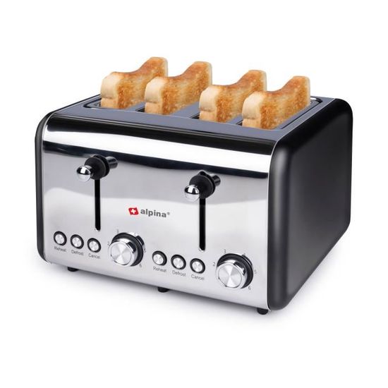 Grille-Pain Alpina 2 Tranches - 7 Niveaux De Cuisson - 700W - Blanc - Compartiment Miettes