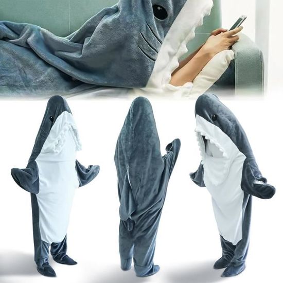 Couverture Pyjama Requin à Capuche - Kigurumi Doux Et Chaud Pour Femmes Et Hommes