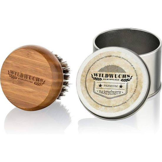 Brosse à Barbe Et Cheveux En Bois Avec Poils Naturels - Longueur 21cm, Soins Capillaires Bio - Neuf