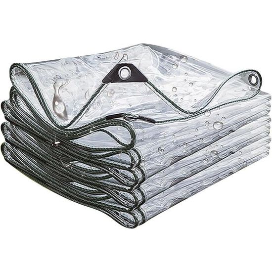 Bâche Transparente 2x3m Avec Œillets - Imperméable - Pour Meubles Jardin, Serre, Protection Extérieur