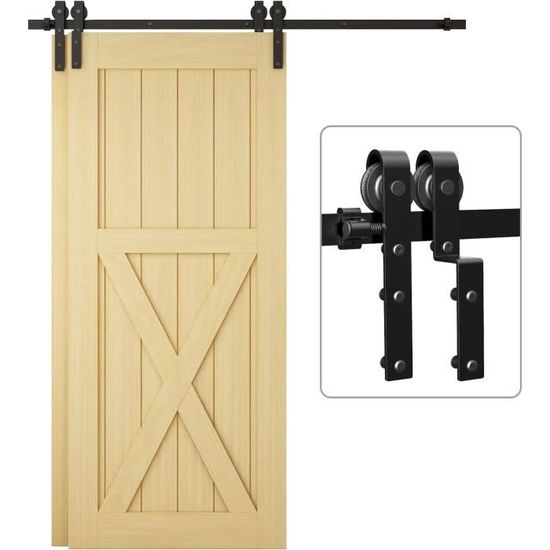Kit Hardware Per Porta Scorrevole Da Fienile WOLFBIRD 167 Cm - Acciaio Inox, Per Porte In Legno Spesse 3,5-4,5 Cm, Fino A 220 Kg