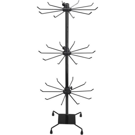 Présentoir à Bijoux Rotatif 6 étages - Arbre à Boucles D'oreilles En Métal Blanc - 264 Trous Pour 132 Paires