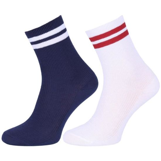2 paires de chaussettes blanches et bleu marine blanc - Cdiscount  Prêt-à-Porter
