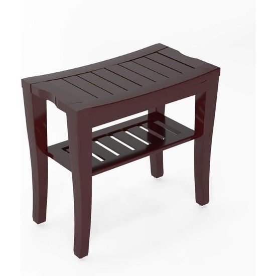 Tabouret De Toilette En Bambou Naturel - Ergonomique, Antidérapant, 37x20x17cm, Noir - 11
