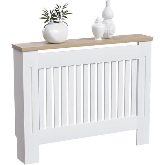 Cache-radiateur Moderne 2 Portes En MDF - Étagère De Rangement, Blanc - Dimensions Multiples (ex: 90x80x25 Cm)