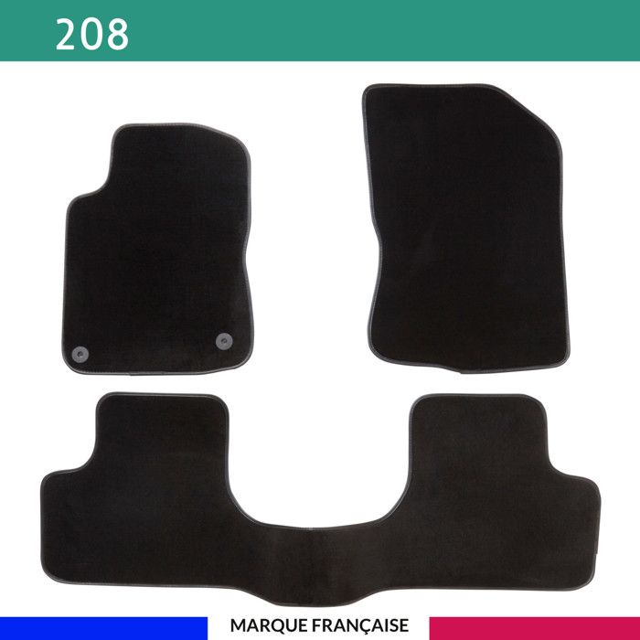 Tapis de voiture - Sur Mesure pour 208 (2012 - 2019) - 3 pièces - Tapis de sol antidérapant pour automobile