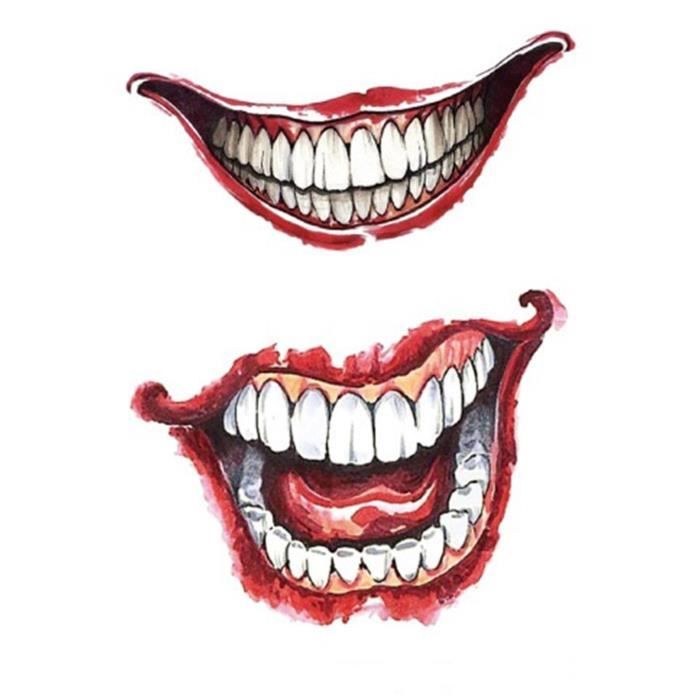SPERMUOY Autocollant De Tatouage Joker,Tatouage Temporaire De Clown,Squad Suicide Tattoo Temporaire Joker Quinn Autocollant Carnaval Halloween Cosplay