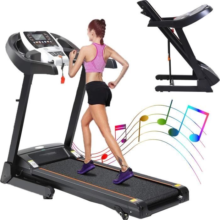Tapis de Course Pliable -training Electrique-14km/h-DC 2.25HP-12 Programmes Pré-établis Ecran LED-Charge max:110kg-CAROMA