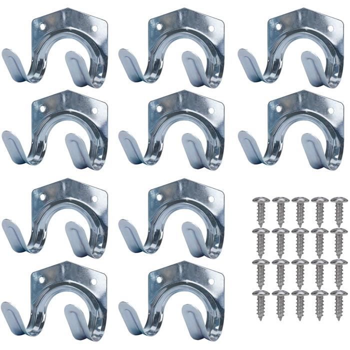 10 pièces Crochet Porte-Outils en Métal Crochets a Montage Mural pour Outils de Jardin Atelier Balcon Garage Toilette