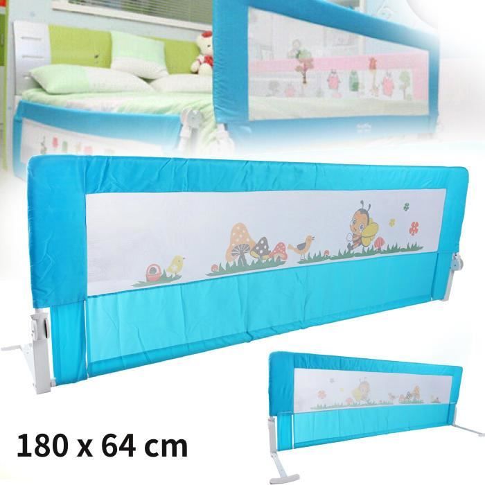 180 x 64 cm Barrière de lit Bébé Universelle Maillage Portable Barrière de Sécurité pour Lit de Bébé Protection Bord de Lit