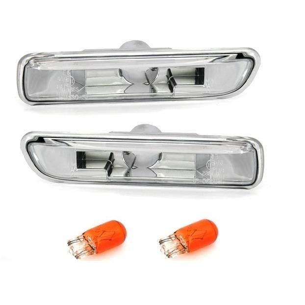2 CLIGNOTANT LATERAUX REPETITEUR CHROME BMW SERIE 3 E46 BERLINE COUPE ET CABRIOLET PHASE 1