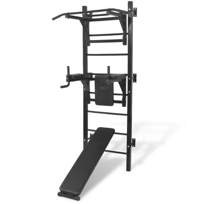 INGSHOP© Tour de musculation murale multifonctions noire