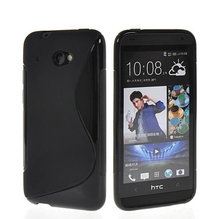 MOONCASE S-Wave TPU Gel Silicone Coque Housse de Protection Etui Case pour HTC Desire 601 Zara Noir