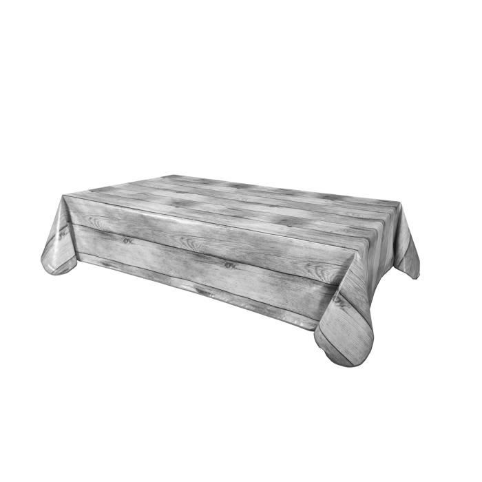 Nappe PVC rectangle 140 x 240 cm finition biais PLANCHE GRISE