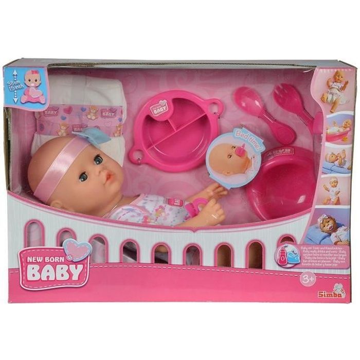 Simba Toys 105037975 New Born Baby- Bébé il est temps de se couche
