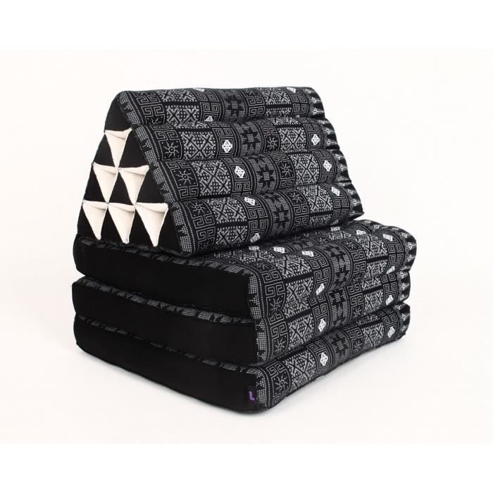 Matelas Thaï avec coussin triangulaire, 170x53x30 cm, Kapok, Anthracite Noir