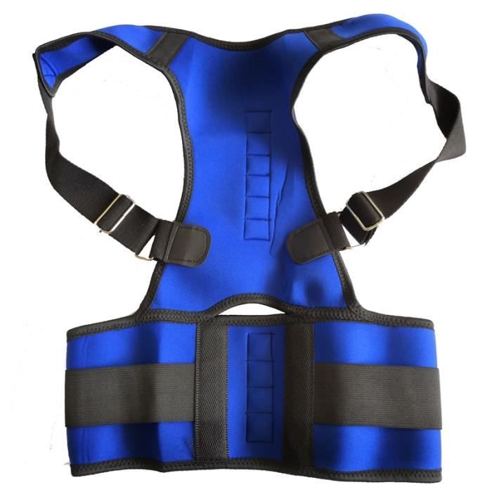 CEINTURE LOMBAIRE,Réglable Orthopédique Dos Posture Soutien Bretelles Ceinture Correcteur de Posture Magnétique - Type Bleu-S