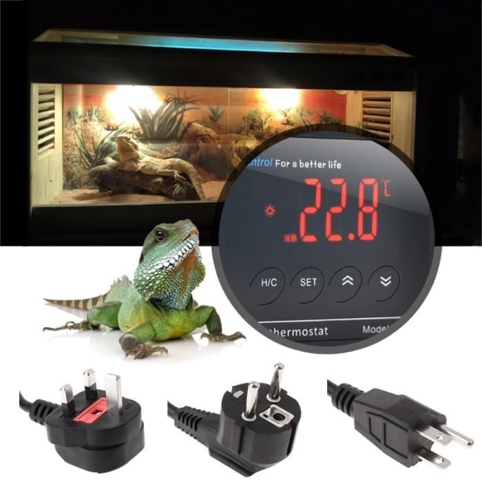 Chauffage,Thermostat de régulateur de température de LED numérique pour Reptile d'aquarium royaume uni-ue-états unis - Type EU Plug