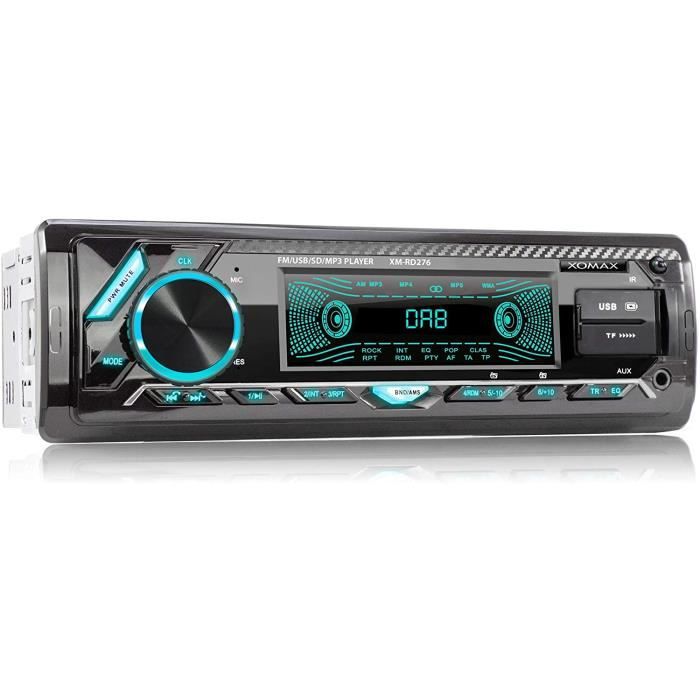 AUTORADIO XOMAX XM-RD276 Autoradio avec Dab+ et antenne I FM RDS I Mains Libres Bluetooth I USB, SD, Aux I 7 Couleurs I 1 DIN76