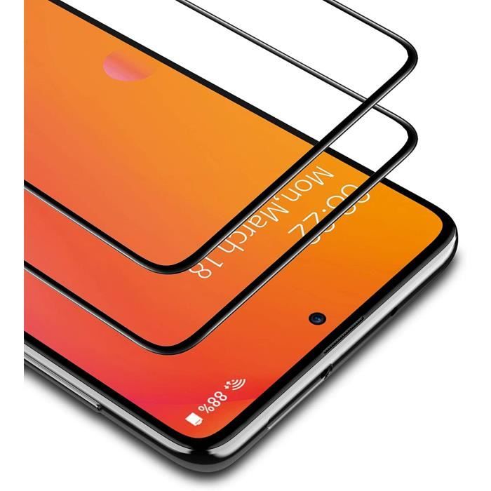 Verre Trempé Xiaomi Redmi Note 10 Pro, 2 Pièces Cadre Noir Protection d'écran Film Accessoires Anti-empreinte Digitale