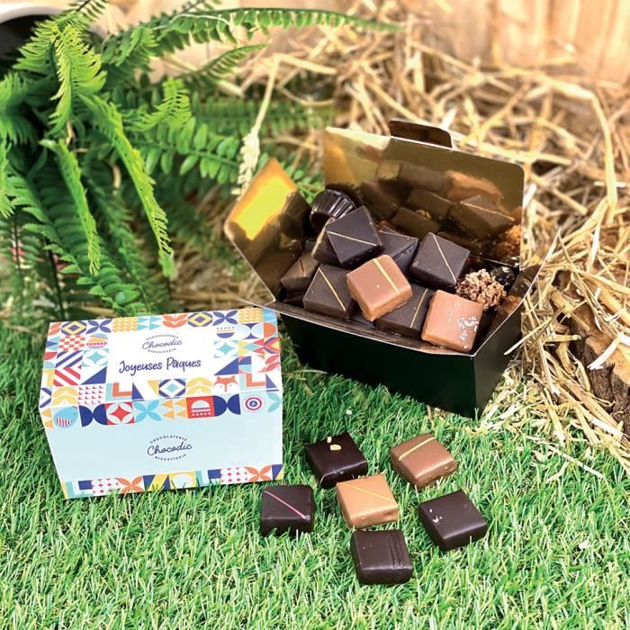 BALLOTIN DE CHOCOLATS FINS PRALINE ET GANACHE 150G - CHOCOLAT DE PAQUES