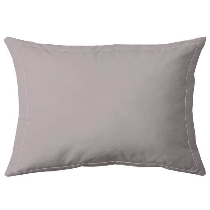 COTE DECO Taie d'oreiller 100% percale de coton - 50x70 cm - Violet prune et lilas