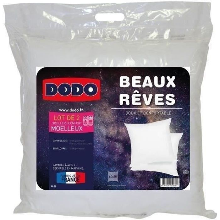 DODO Lot de 2 Oreillers Beaux Rêves 60x60 cm