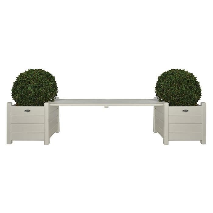 Bacs à fleurs avec banc Esschert Design CF33W coloris blanc