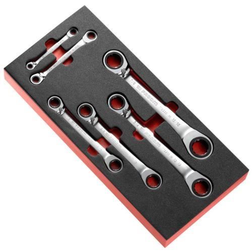 Module mousse de 6 clés polygonales à cliquet inclinées à 15° en pouces Facom MODM.65JU6