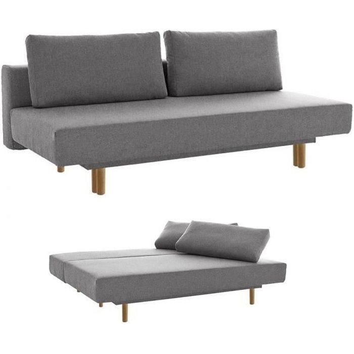 Canapé convertible clic clac design haut de gamme ANNA SUCCES tissu gris silex Inside75