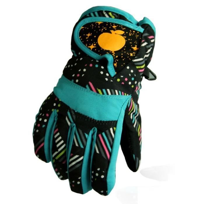 Gants de Ski Hiver Enfant Chaud Doublé Polaire Imprime Imperméable