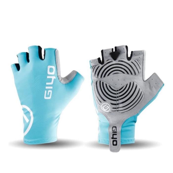 Gants de moto,Brise Vent Cyclisme Demi Doigt Gants anti-dérapant Moto Vélo Tissu Mitaines GANTS DE VTT Course Vélo De Route Gant
