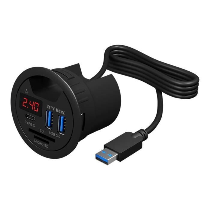 RaidSonic ICY BOX IB-Hub1404 - Concentrateur (hub) - 2 x SuperSpeed USB 3.0 + 1 x USB-C - possibilité de montage encastré
