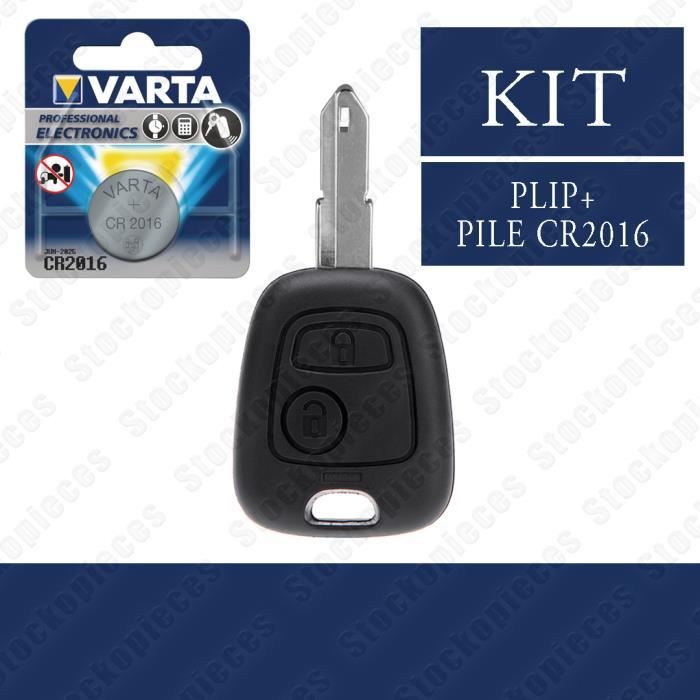PLIP CLEF TELECOMMANDE CLE BOITIER CLES COMPATIBLE PEUGEOT 206 206 CC 206 SW 206+ PILE VARTA