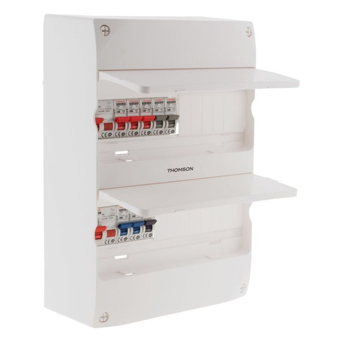 Coffret électrique 2 rangées prééquipé 8 disjoncteurs et 2 interrupteurs différentiels - Thomson