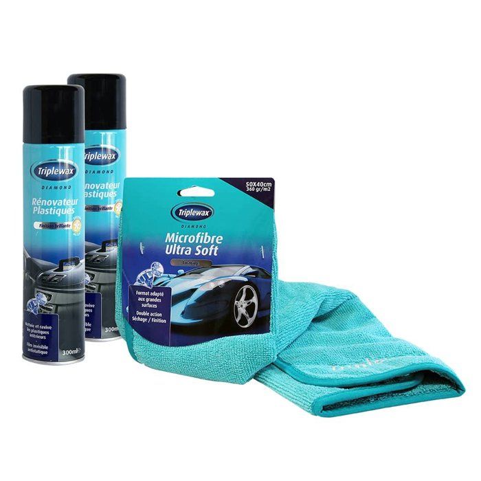 Lot de 2 Rénovateurs Plastiques + 1 Microfibre