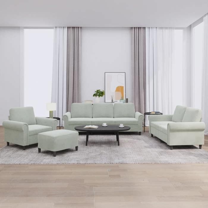 vidaXL Ensemble de Canapés avec Coussins 4 pcs Canapés avec Accoudoirs Ensemble de Meubles avec Repose-pieds Salon 3202180