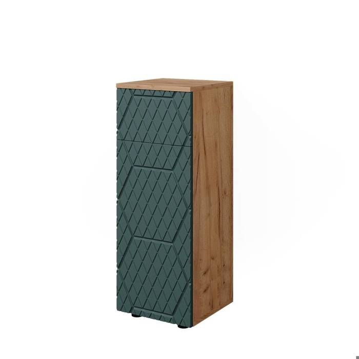 Armoire midisch Irma 30x81cm avec 1 tiroir 2 compartiments salle de bain Vert/Chêne de force doré Vicco 42865