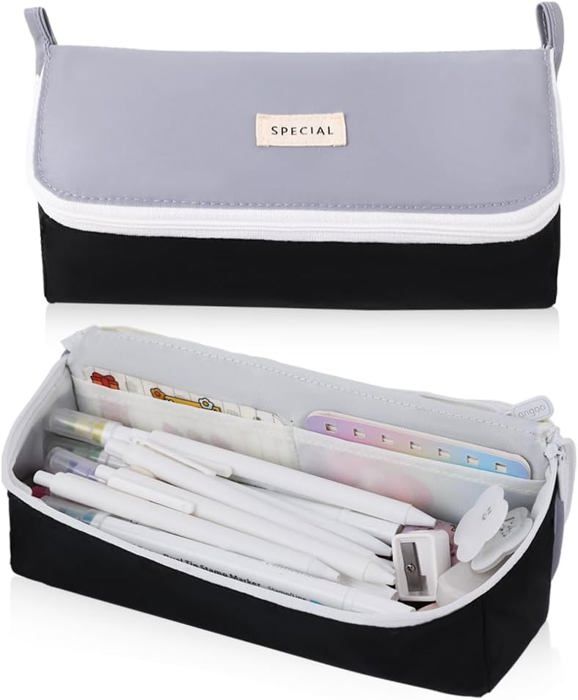 Trousse à Crayons Toile Motif Chauve-Souris - Double Compartiment, Grande Capacité (20,1x9,9x10,9 Cm), Oxford - 8