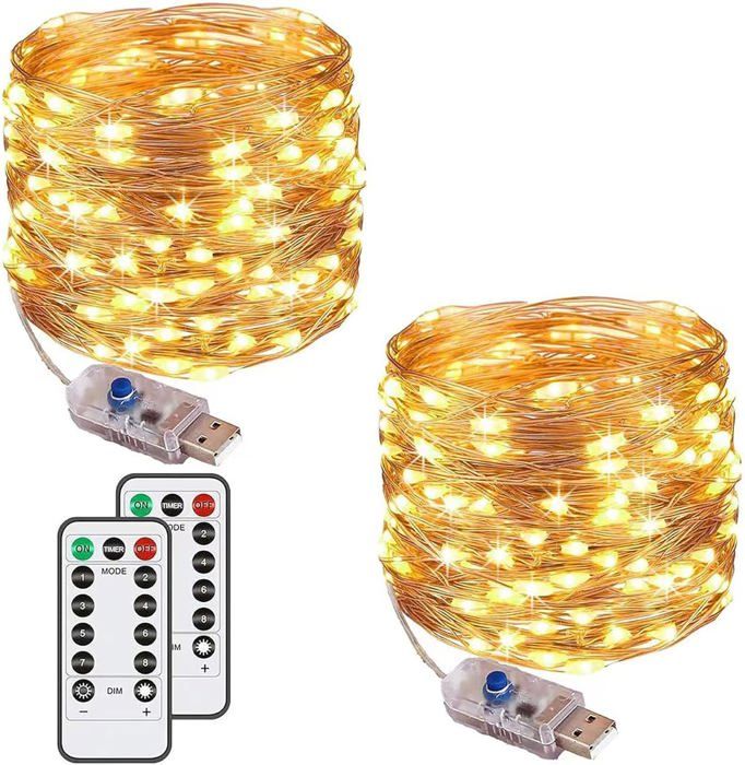 Guirlande Lumineuse Sphérique 15m 120 LED - 8 Modes Avec Télécommande Intérieur Extérieur