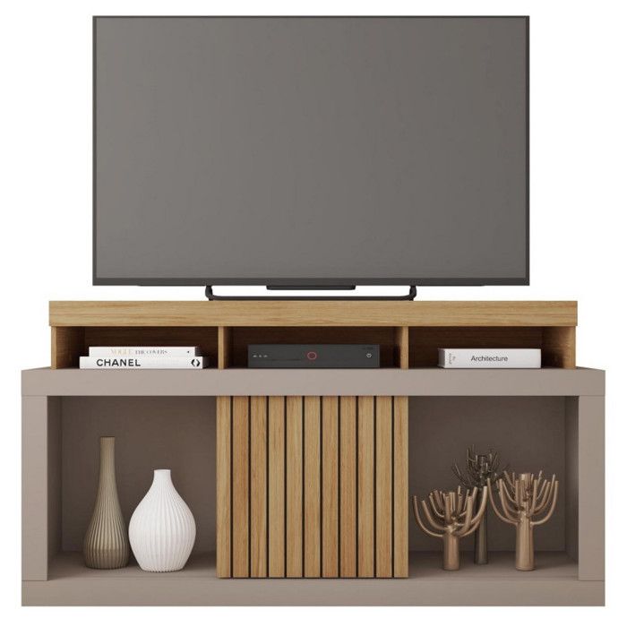 Meuble TV 55 Pouces Chêne et Gris 1 Porte 6 Roulettes L 136 H 74 P 39 cm - L 136 x l 39 x H 74 cm Meuble TV 55 Pouces Chêne et Gris 1 Porte 6 Roulettes L 136 H 74 P 39 cm - L 136 x l 39 x H 74 cm