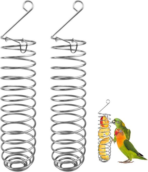 Comparer les prix de Perroquet Oiseau Panier à Nourriture Acier Inoxydable Perroquet Pendaison Distributeur de Fruits Support de Légume Millet (2 PCS)