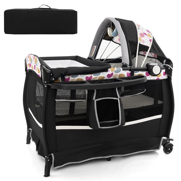 Lit Parapluie Bébé Pliant COSTWAY 4 en 1-avec Matelas Boîte à Musique Toit Réglable-Table à Langer Rabattable-3 Ans-Noir Bouclé Lit Parapluie Bébé Pliant COSTWAY 4 en 1-avec Matelas Boîte à Musique Toit Réglable-Table à Langer Rabattable-3 Ans-Noir Bouclé