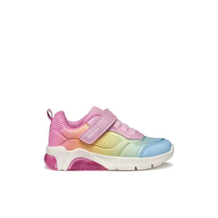 Geox GEOX Fadinlight C - Baskets fille cuir respirantes lacets élastiques semelle antidérapante (Rose)