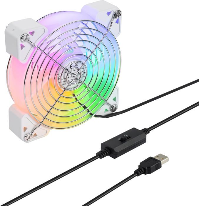 Ventilateur USB 120mm ELUTENG 3 Vitesses Réglables - Silencieux Pour PC PS4 Routeur