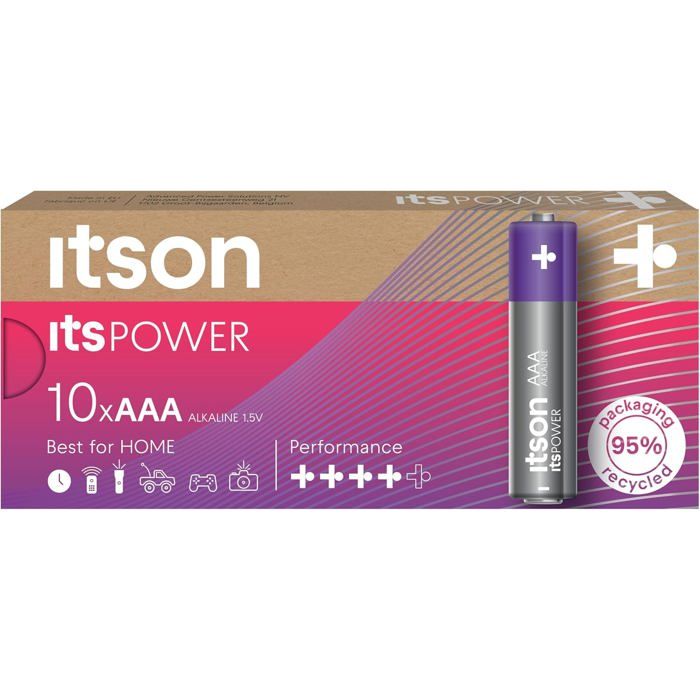 AAA Piles alcalines Paquet de 10 pour horloges Torches télécommandes Emballage sans Plastique LR03IPO/10CB